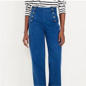 NWT Old Navy Extra High Rise Sky-Hi Wide Let Sailor Style Jeans. Classic. Beach